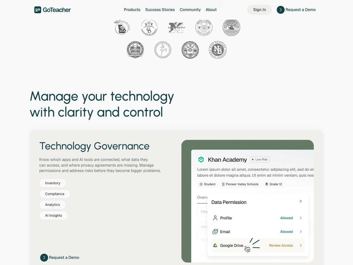 GoTeacher technology governance section