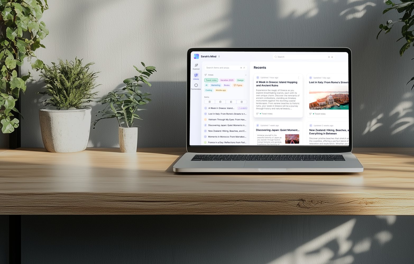 Parmind workspace on a laptop