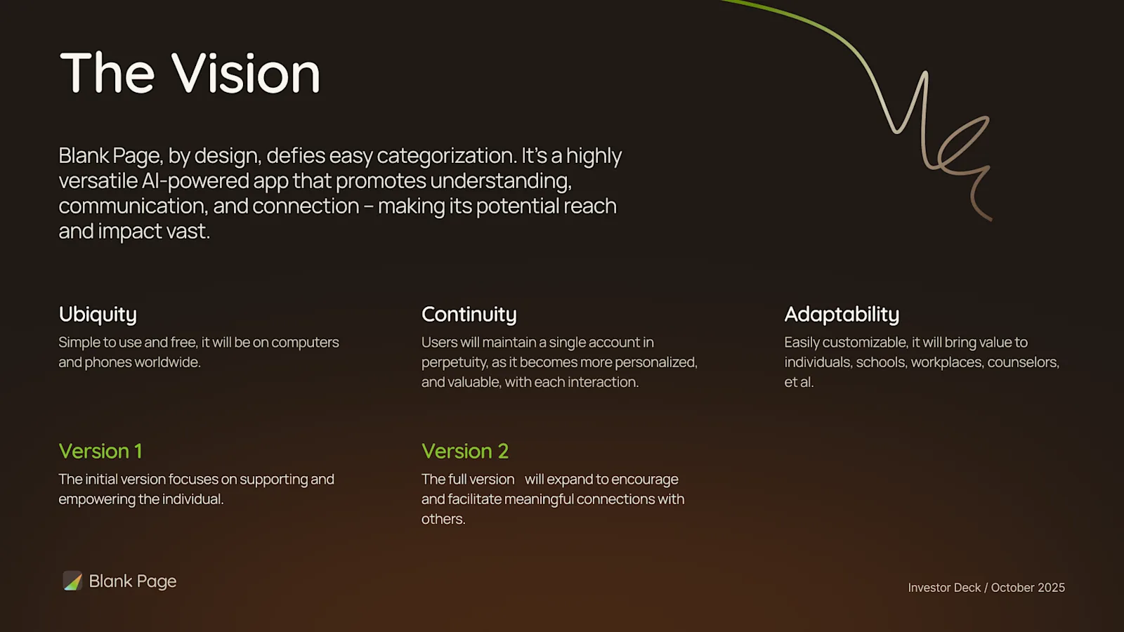 Investor Pitch Deck for Blank Page