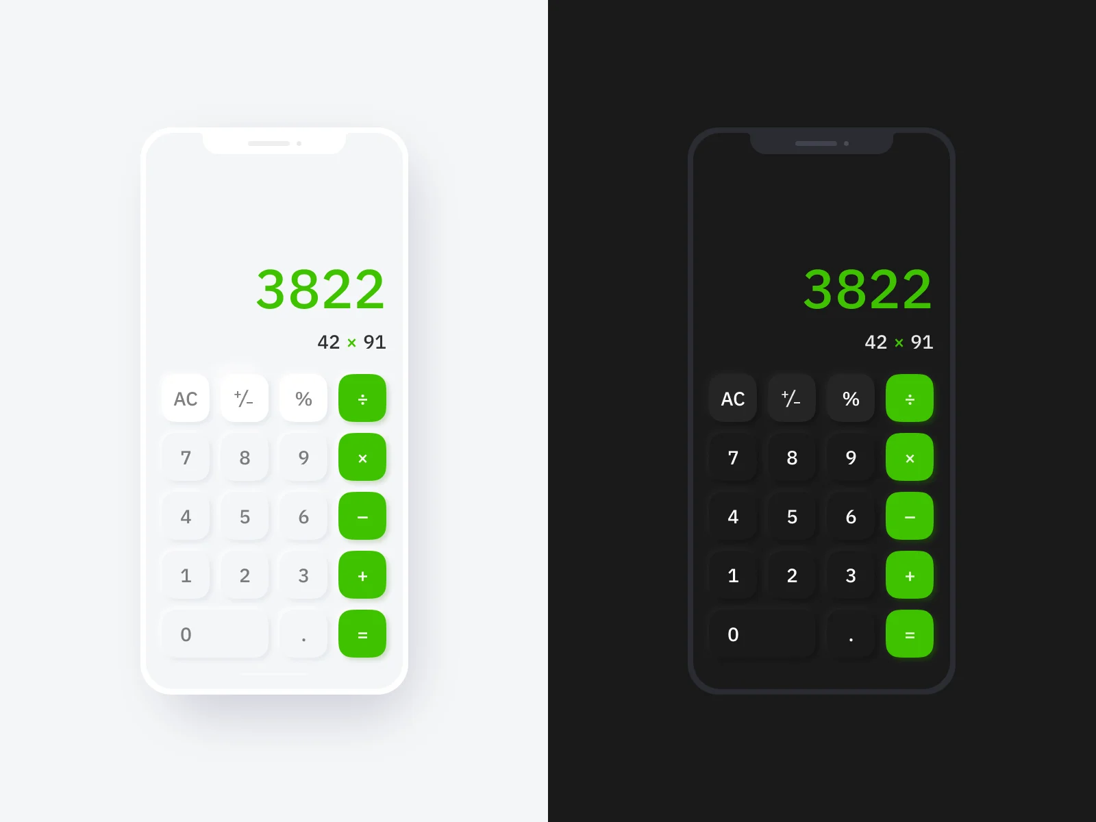 Calculator Concept – Light & Dark Modes