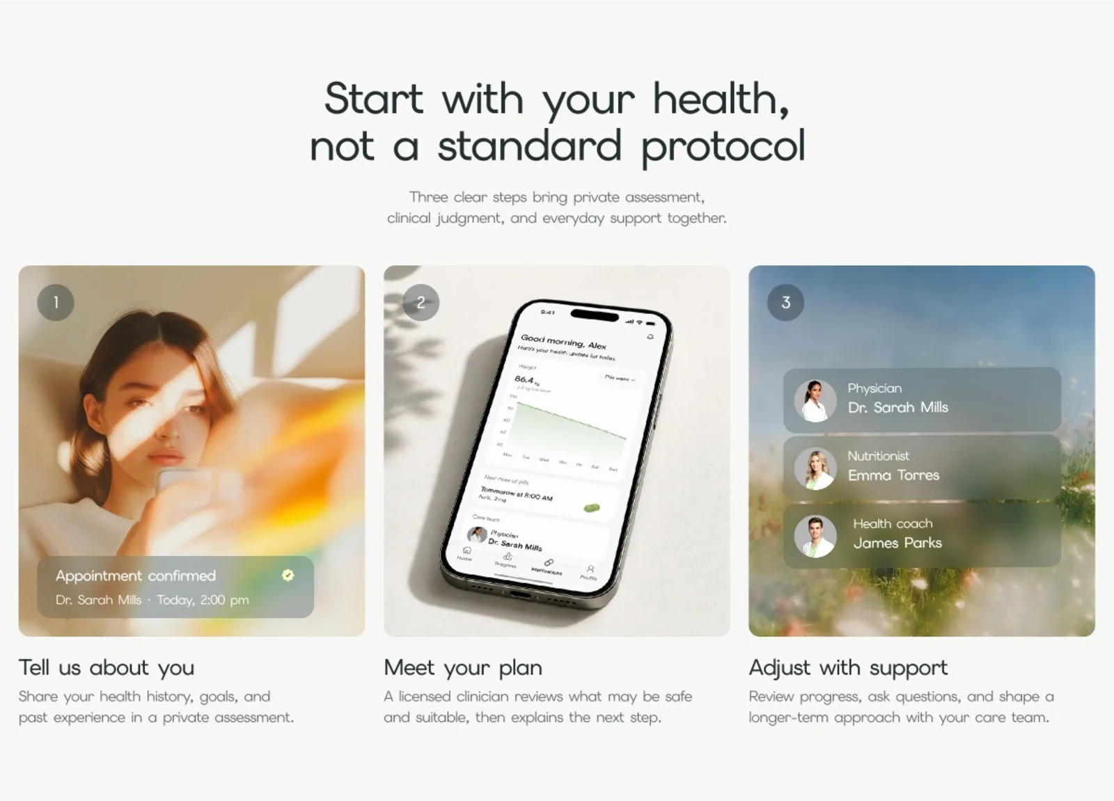 The program explanation connects assessment, a plan, and ongoing support.