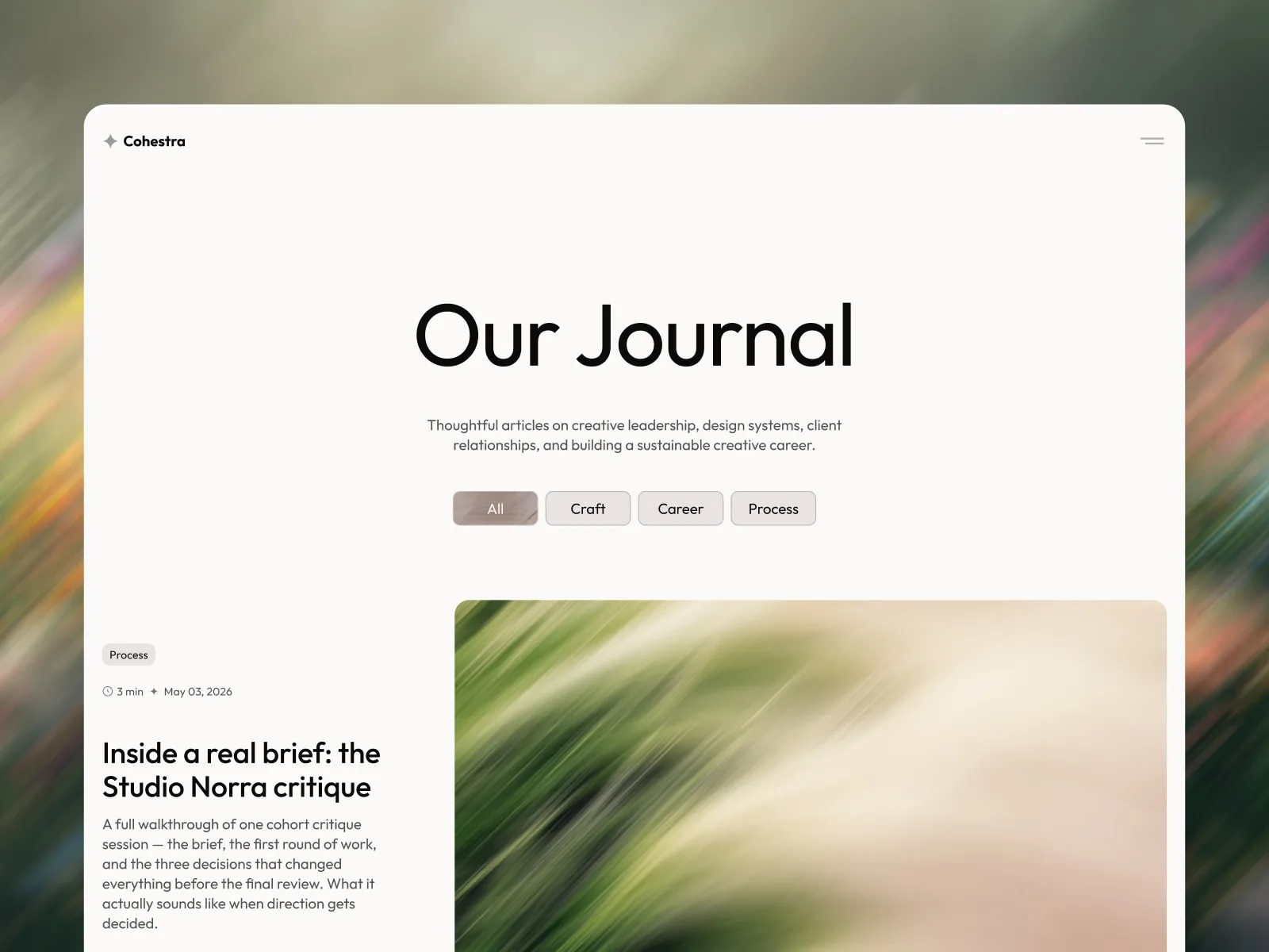 The journal extends the school’s visual system into editorial content.