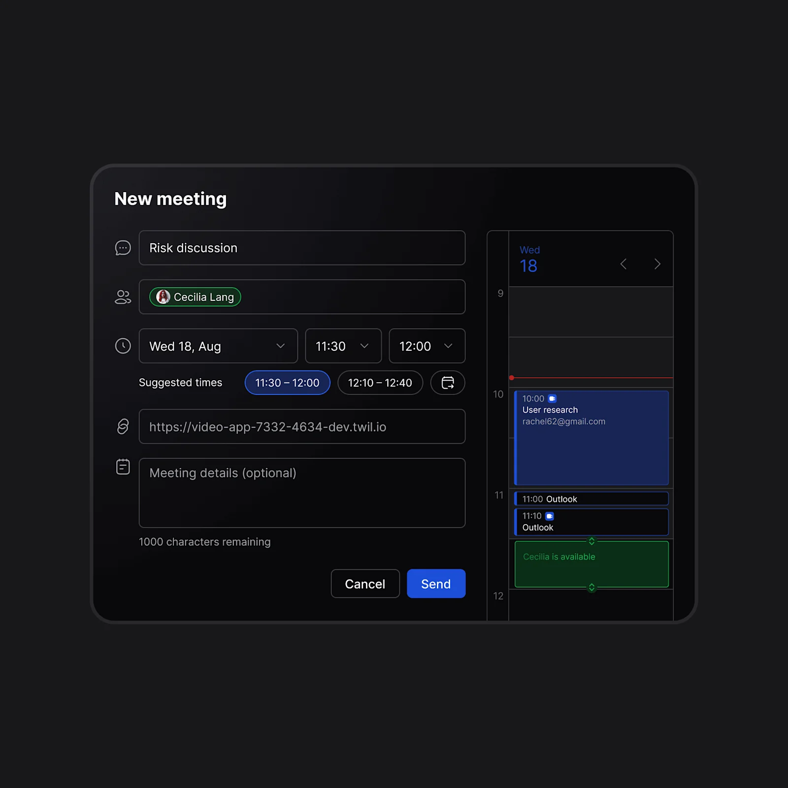 Meeting Scheduler UI – Built with Shadcn/UI