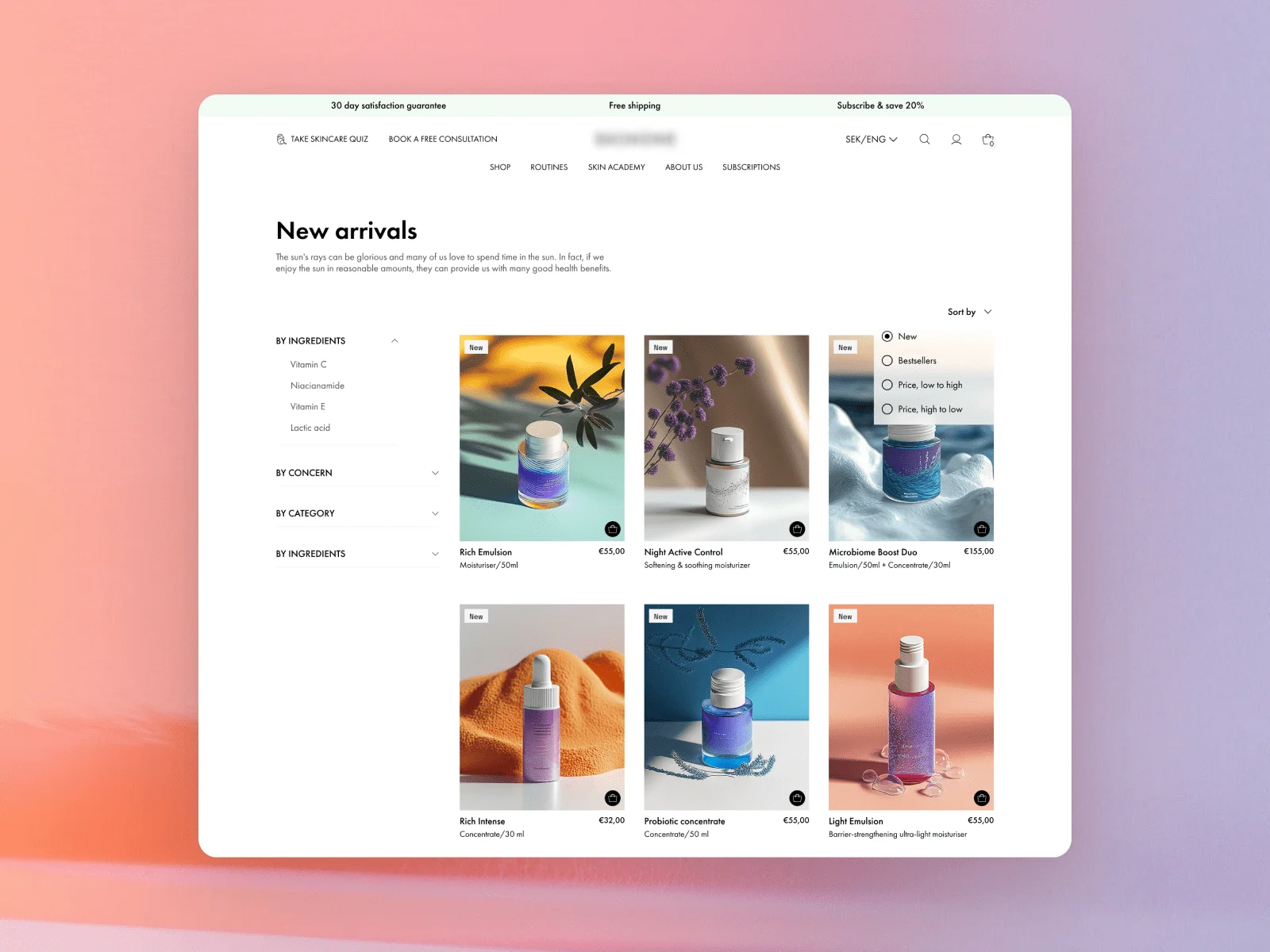 Shopify Design for a Scandinavian Skincare Brand